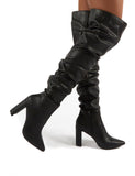 Theirs Black Wide Fit PU Over the Knee Boots