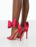 Zeal Pink Satin Strappy Bow Ankle Detail Stiletto Heels