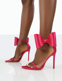 Zeal Fuchsia Pink Satin Strappy Bow Ankle Detail Stiletto Heels