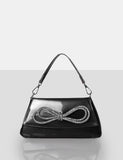 The Faya Black Bow Detail Diamante Crossbody Bag