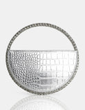 The Alessia Silver Croc Pu Circle Diamante Grab Bag