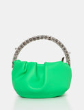 The Aurora Lime Pu Diamante Handle Mini Bag