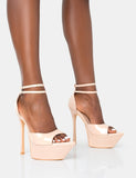 Vortex Nude Patent Platform Barely There Pointed Toe Stiletto Heels