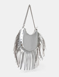 The Western Silver Metallic Tassle Shoulder Bag