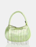 The Sia Soft Green Satin Diamante Trim Mini Bag