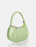 The Sia Soft Green Satin Diamante Trim Mini Bag