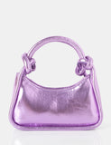 The Knot Metallic Purple Pu Knotted Top Handle Grab Bag