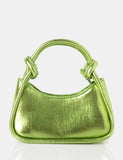 The Knot Metallic Green Pu Knotted Top Handle Grab Bag