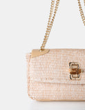 The Mara Natural Raffia Gold Chain Detail Adjustable Shoulder Bag