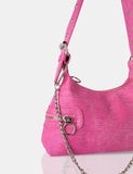 The Chain Bright Pink Denim Shoulder Bag