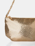 The Slouch Gold Diamante Chainmail Baguette Chain Detail Shoulder Bag