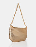 The Slouch Gold Diamante Chainmail Baguette Chain Detail Shoulder Bag