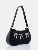 The Ariel Metallic Black Bow Diamante Shoulder Bag