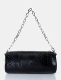 The Claudia Black Croc Shoulder Bag