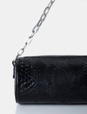 The Claudia Black Croc Shoulder Bag