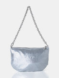 The Slouch Silver Diamante Chainmail Baguette Chain Detail Shoulder Bag