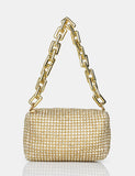 The Dakota Gold Sparkly Diamante Rhinestone Chainmail Handbag