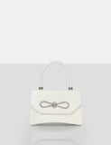 The Lore White Croc Diamonte Bow Grab Bag