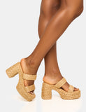 Cassidy Natural Double Strap Jute Platform Block Heel