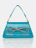 The Faya Teal Bow Detail Diamante Crossbody Bag