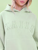 Kaiia Slogan Oversized Hoodie Light Green