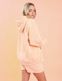 Kaiia Studio Borg Slogan Oversized Hoodie Peach