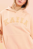 Kaiia Studio Borg Slogan Oversized Hoodie Peach