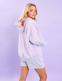 Kaiia Studio Borg Slogan Oversized Hoodie Lilac