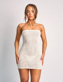 Textured Bandeau Mini Dress Cream