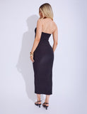 Belt Detail Bandeau Tubular Maxi Dress Black