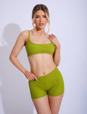 Textured Strappy Cami Crop Top Co-ord Lime