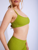 Textured Strappy Cami Crop Top Co-ord Lime