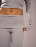 Rib Foldover Straight Leg Pant Grey