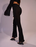 Laddered Mesh Straight Leg V Waist Pants Black