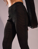 Laddered Mesh Straight Leg V Waist Pants Black