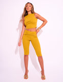 Knot Front Mesh Capri Pant Lime