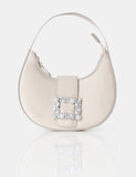 The Pearl Champagne Satin Pearled Buckle Mini Bag