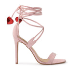 Venus Heart High Heels in Pink Faux Suede